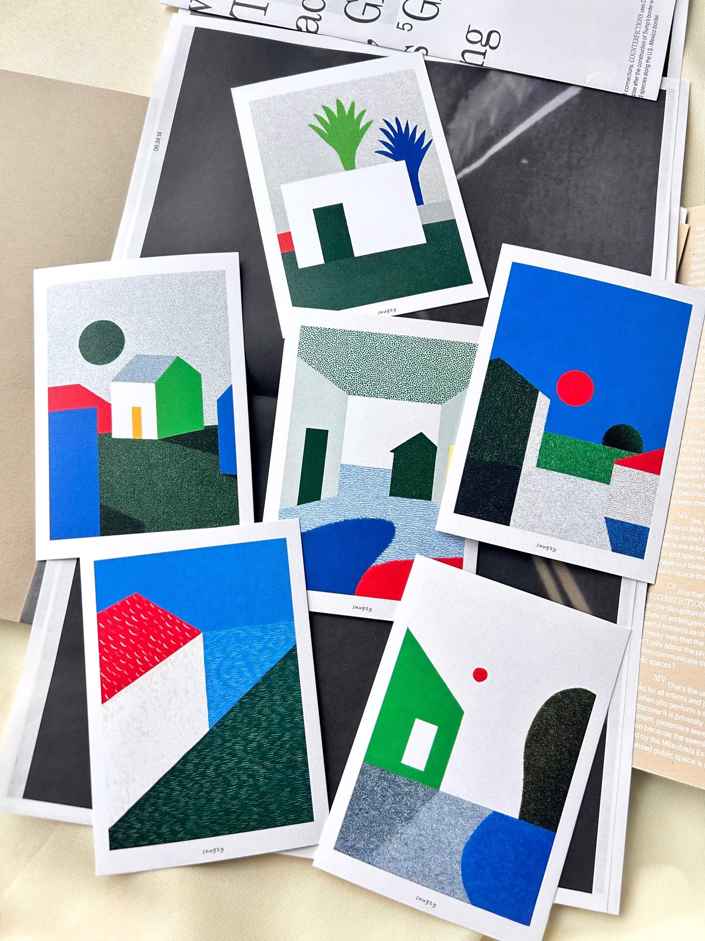 Snugzy [Home] Original Abstract Art Print Set of 6 Fragments