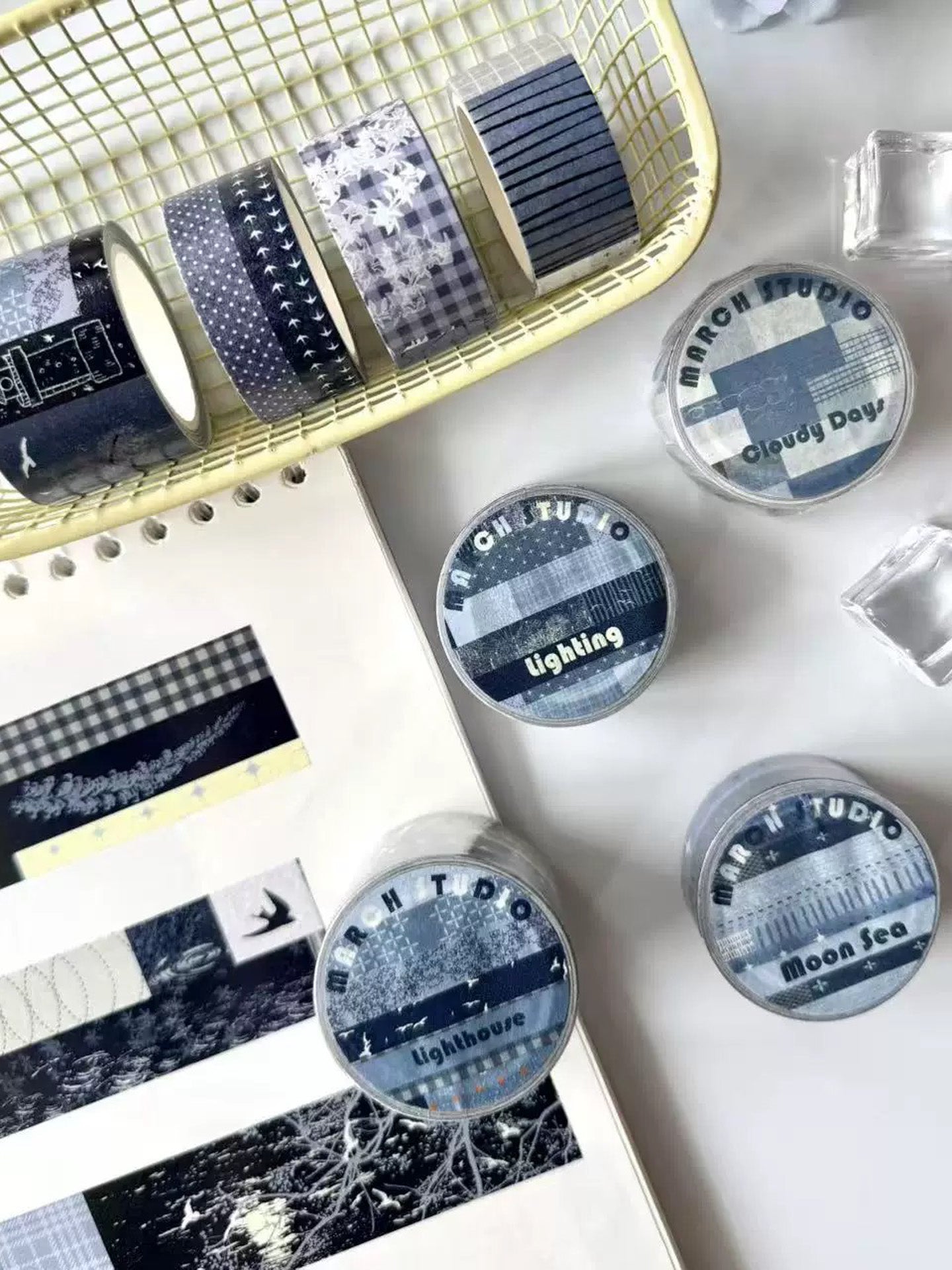 March Studio | [Deep Blue] Washi Tape -Original Designer Decorative Tape with Special Glossy Ink